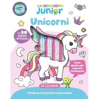 Caleidoscopio junior. Unicorni. Ediz. illustrata. Con 5 pennarelli colorati. Con Adesivi