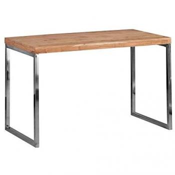KADIMA DESIGN Landhausstil Schreibtisch ISEN: Massivholz, verchromtes Metallgestell, 50 kg belastbar