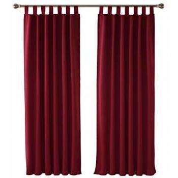 Deconovo Red 46×72 Double Panel Insulated Curtains with Tab Top & Tie‑Back