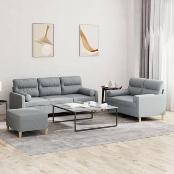 3-Piece Sofa and Pillows in Light Grey by vidaXL