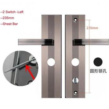 Universal Door Lock Handle, Mortise Type, Circular Cylinder Hole, 222-235mm