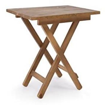 Mesita de madera maciza plegable en tono roble oscuro de 48,5x53cm