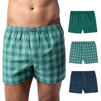 Snocks American Boxershorts Herren Weit 3 Paar Mix (Schwarz Uni) Größe XL