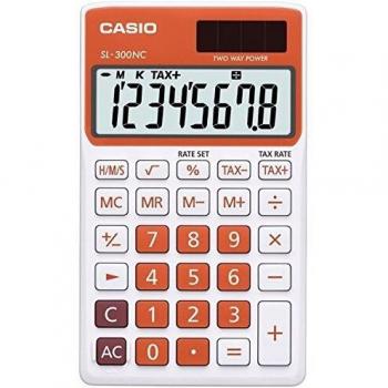 Casio SL‑300NC‑RG Taschenrechner mit großem LC‑Display, orangefarben