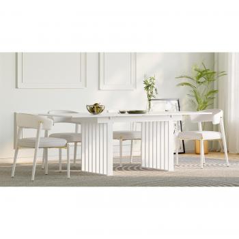 Japandi Double Pedestal Extendable Dining Table