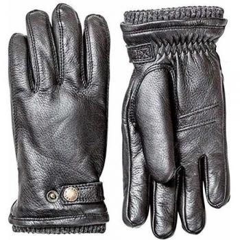 Hestra Black Deerskin Gloves for Men, Primaloft Insulated, Size 10 IN