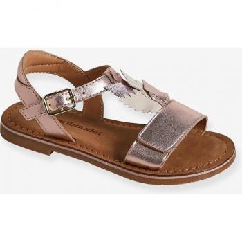 Freedom Gold Kids’ Leather Slides – Hook & Loop, UK 7