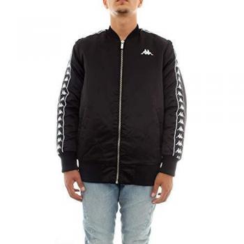 Vestimenta Kappa Hombre: Chaqueta Bomber Negra con Estampado Lateral Extenso