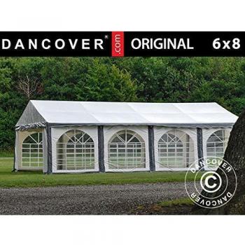 Tendone di festa Dancover 6x8m in PVC, design grigio e bianco