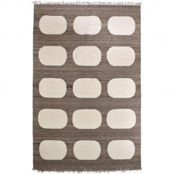 Tapis Rondeur – Tapis de salon en laine tissée à la main, couleur beige/marron, 200×300 cm