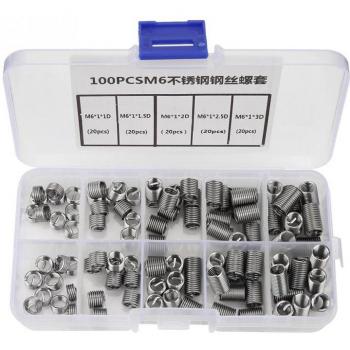 Ensemble de inserts hélicoïdaux M6 en acier inoxydable 100 pièces