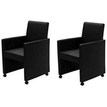 Sillas de comedor 2 unidades cuero sintético negro
