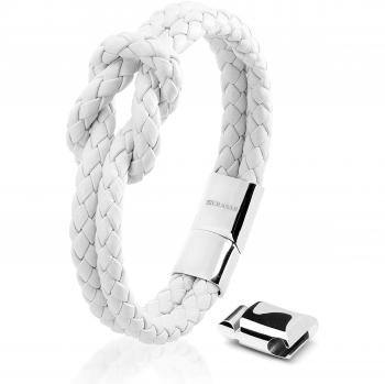 Serasar bracelet en cuir blanc B021‑16 – Fermoir magnétique