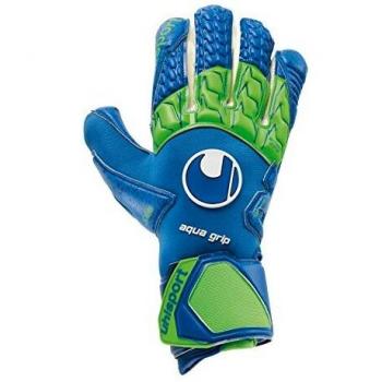AQUAGRIP HN (uhlsport) – Torwarthandschuhe Pacific, Farboption Blau & Fluo Grün/Weiß, 10,5 Größe