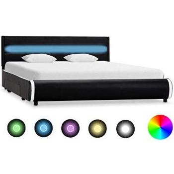 Stilvolles Bettgestell aus Kunstleder mit LED 160x200 cm
