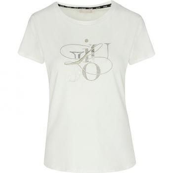 T-Shirt con Stampa Artistica e Strass