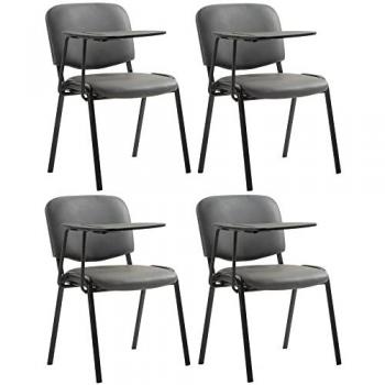 Conjunto de 4 sillas confidente Ken + mesa extendida gris
