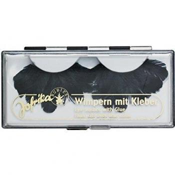 Karneval-Federgestaltung: schwarze Wimpern & Kleber