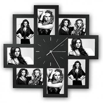 Horloge murale multi‑photo noire 10×15 cm – modèle PC008B de ZEP