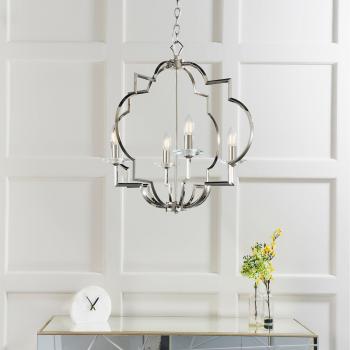 Garland 4 Light Ceiling Pendant Polished Nickel Clear Crystal Glass, E14