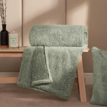 Forest Green Teddy Marl Fleece Throw (with size options)