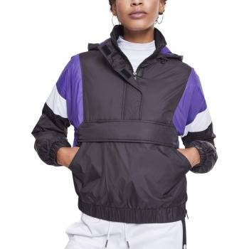 Black/Violet/White Three‑Toned Women's Padded Parka