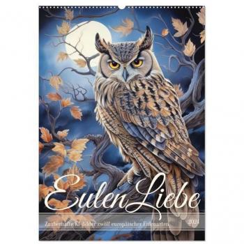 Eulenliebe Wandkalender 2024 DIN A2 hoch