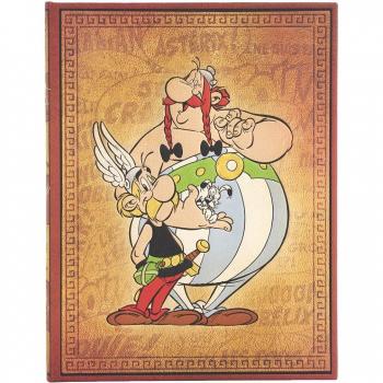 Libreta Astérix y Obélix Ultra (180x230x20mm) rayada de 144 páginas y cierre con banda elástica Paperblanks naranja.