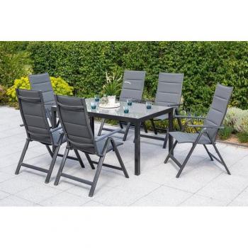 Taviano Garten‑Essgruppe MERXX – 7‑teiliges Set: Tisch 150×90 cm + 6 Klappstühle (5‑fach verstellbar)