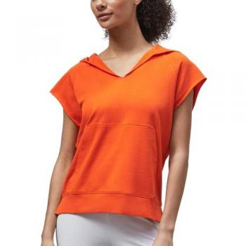Enorsia Women's Sleeveless Hoodie with Raw Edge – Orange, Size 14