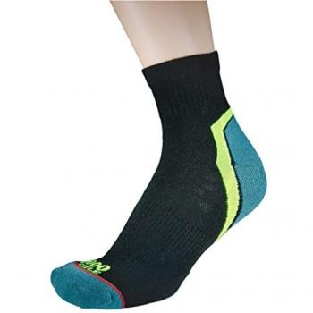 Repreve Herrenaktive Viertelsocken 1000 Mile – gepolstert, flache Naht – Schwarz/Türkis