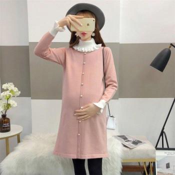 Robe de maternité manches longues automne-hiver col montant