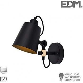 EDM Aplique de Pared Metálico E27 60W Color Negro 25x27cm