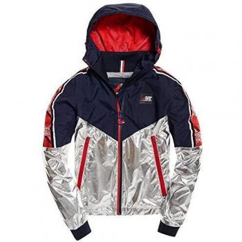 Superdry Damen Sport-Stripeshell Jacke – Marine & Chrom – 34
