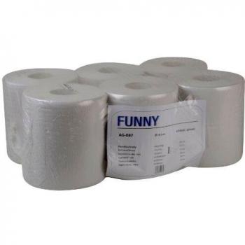 Papel Higiénico Desechable Funny: Para el Uso en Baños y Cocinas, sin Tubo Interior, 1 Capa, 6 Rollos de 20 cm, Blanco Reciclado