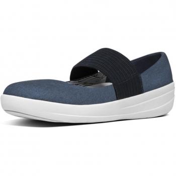 Fit Flop The Skinny Tm Z-Cross Sandal, Ballerine Punta Chiusa Donna, Blu