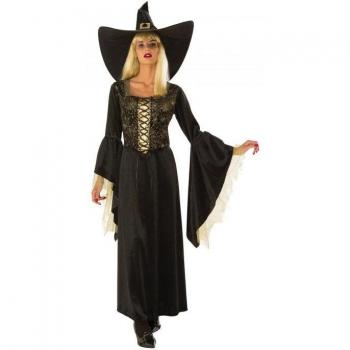 Bristol Novelty Black & Gold Witch Web Dress (S)