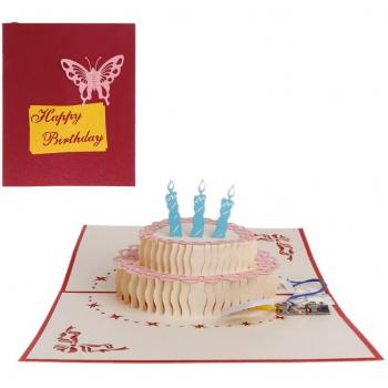 3D Pop-Up Greeting Card with Birthday Cake and Music
