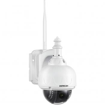 Telecamera di sicurezza wireless esterna Dericam S1-32G, 1,3 megapixel, zoom ottico 4x, messa a fuoco automatica, scheda di memoria 32 GB preinstallata, Bianco