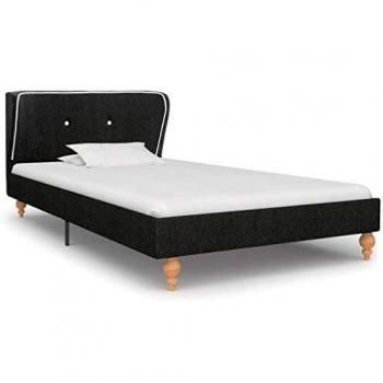 VidaXL Bettgestell mit Matratze – Dunkelgraues Polsterbett 90 x 200 cm