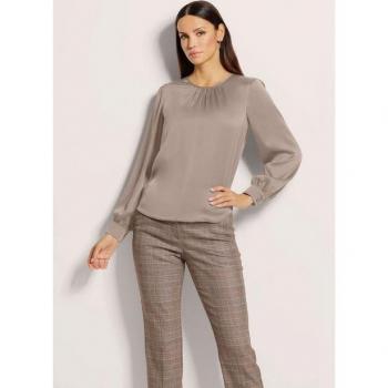 Satinbluse Elegante Rundhalsbluse