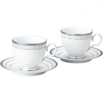Noritake 4336 Pearl Coffee Cup and Saucer Pair