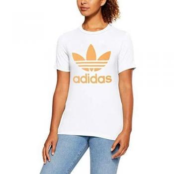 Adidas Women's Big Trefoil Graphic Tee, White/Gold, Size 8