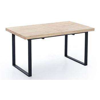 Table de salle à manger extensible chêne nordique pieds noirs 140-180 x 80 x 76 cm