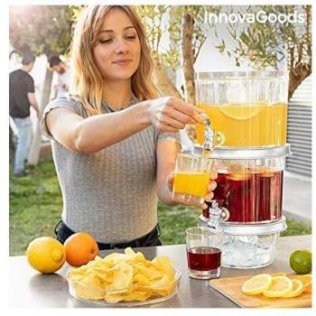Dispensador Doble de Bebidas con Bandeja para Aperitivos