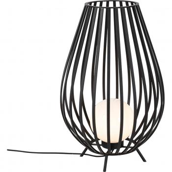 Lampada da terra nera con vetro opalino 70 cm IP44