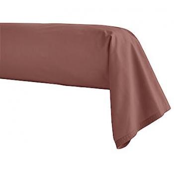 Taie de traversin unie en percale de coton, Made in France, Première, Bois de rose – édition spéciale