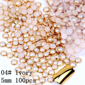 100pcs Half Round Metal Rhinestone Beads for Nail Art