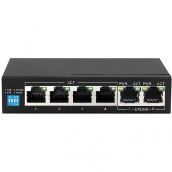 Extralink EX.14831 switch di rete non gestito L2 Fast Ethernet (10/100) Power over Ethernet (PoE) (6 Porti), Switch di rete, Nero