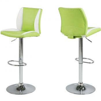 Lederlook Barhocker Ryan (2‑er Set) – AC Design 59787, Lime/Weiß PU